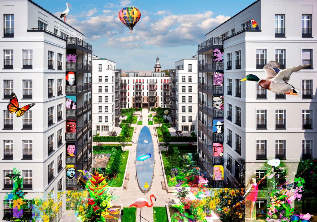 Art by HA Schult for the Andreas Quartier