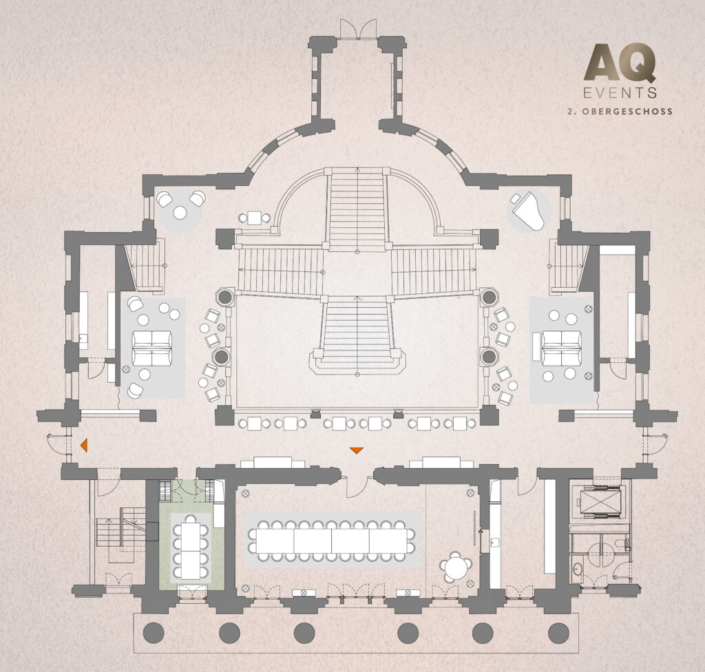 Floor plan of the boardroom at The Wellem Hotel in Düsseldorf.