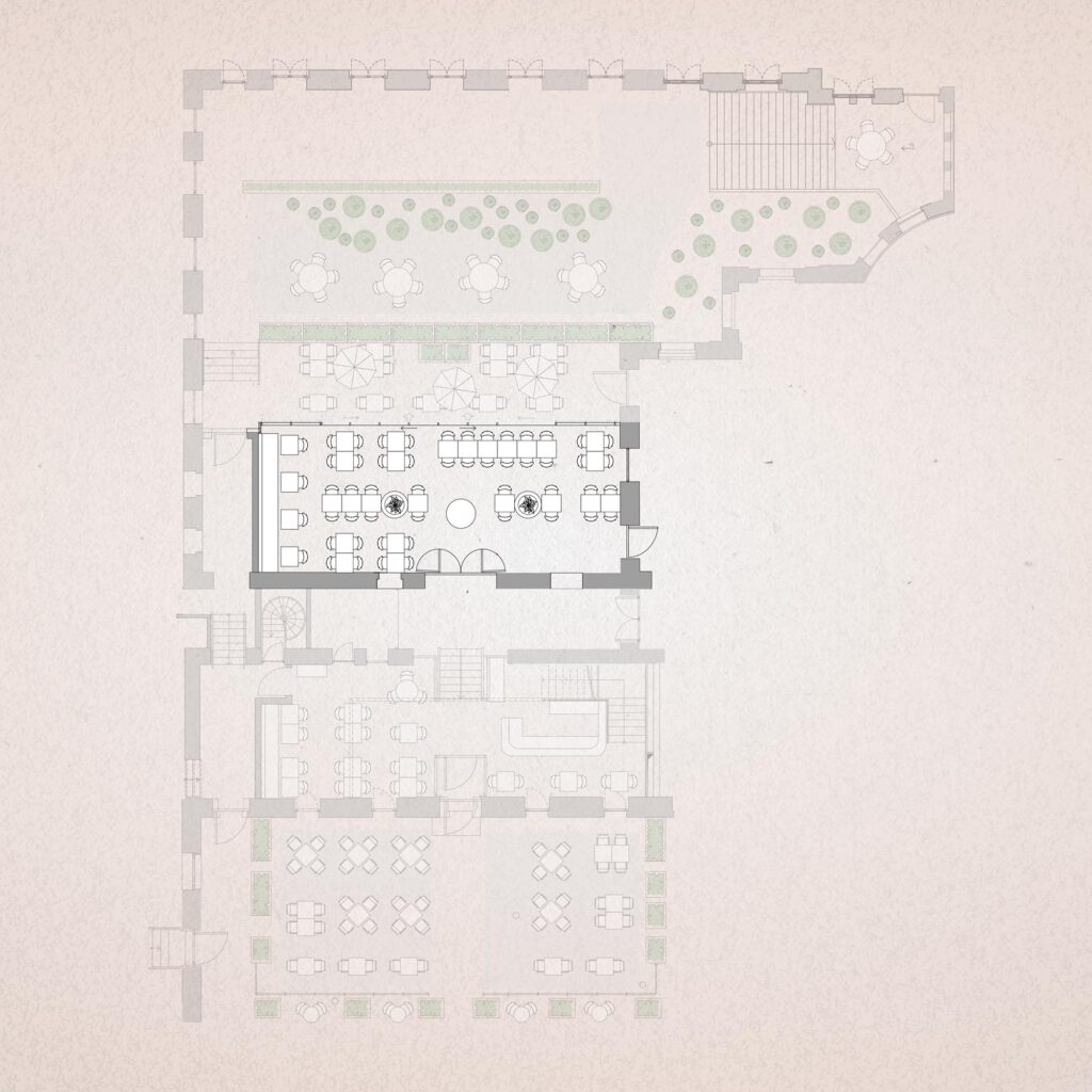 Grundriss der Wintergarten Eventfläche im Hotel The Wellem in Düsseldorf.