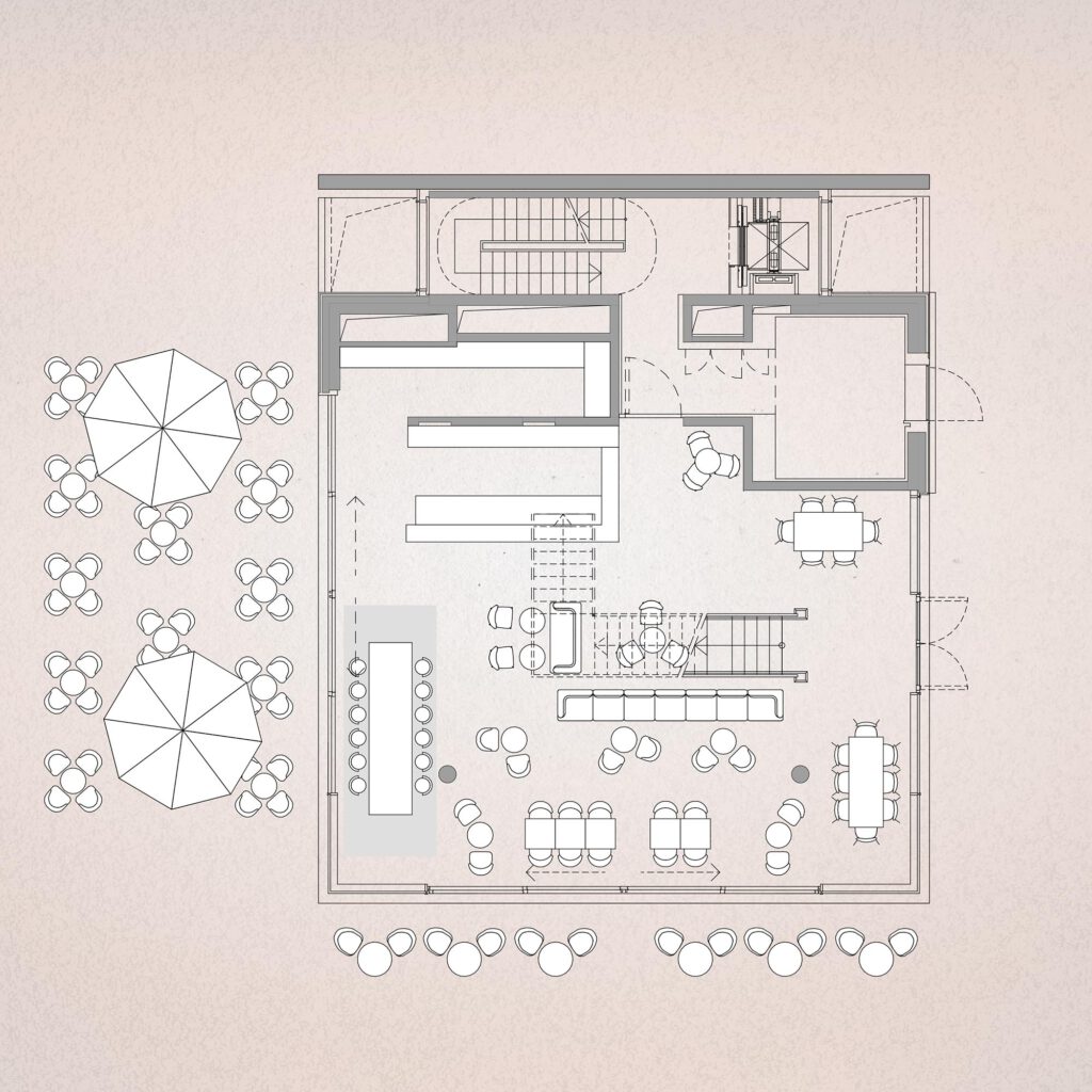 Grundriss des Erdgeschosses des Mutter Ey Cafés